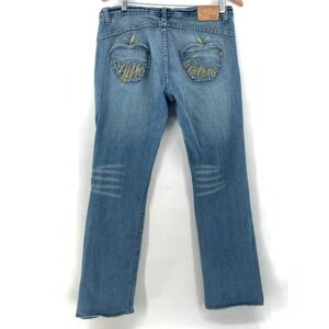 Vintage Apple Bottom Jeans 11/12 Y2K Gold Embroidered 35"w x 32" Inseam Boot